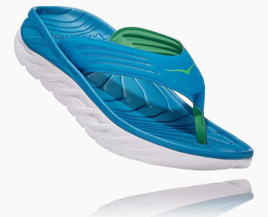 Hoka One One Sandale Panske Modre/Biele - ORA Recovery Flip - 25869-CETP